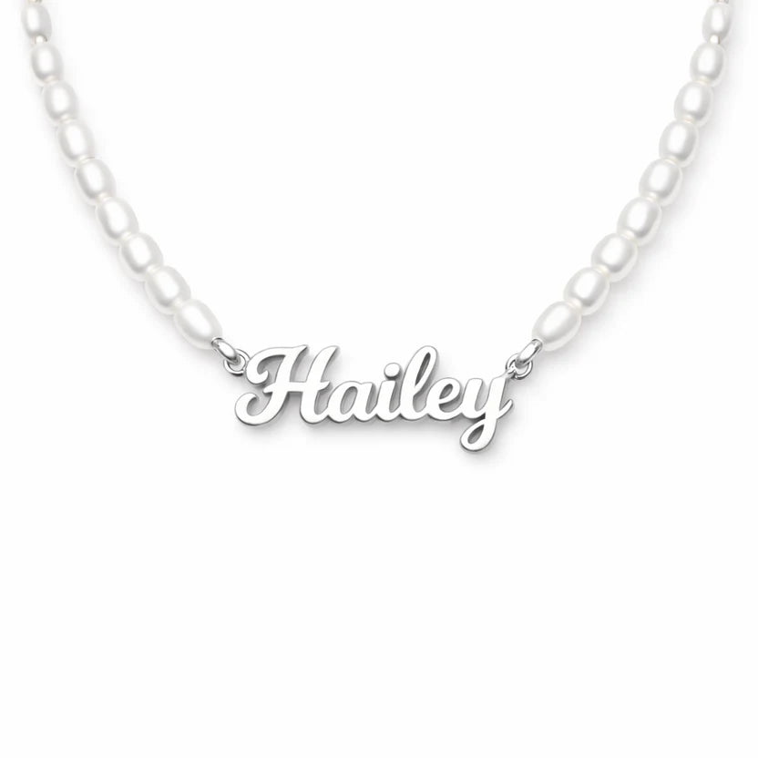 Custom Pearl Name Necklace