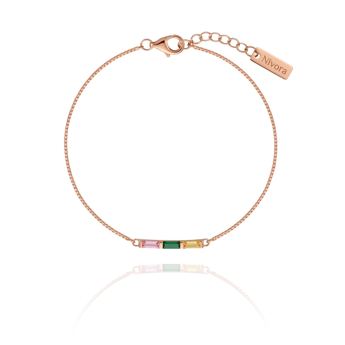 Dainty Baguette Birthstone Bracelet