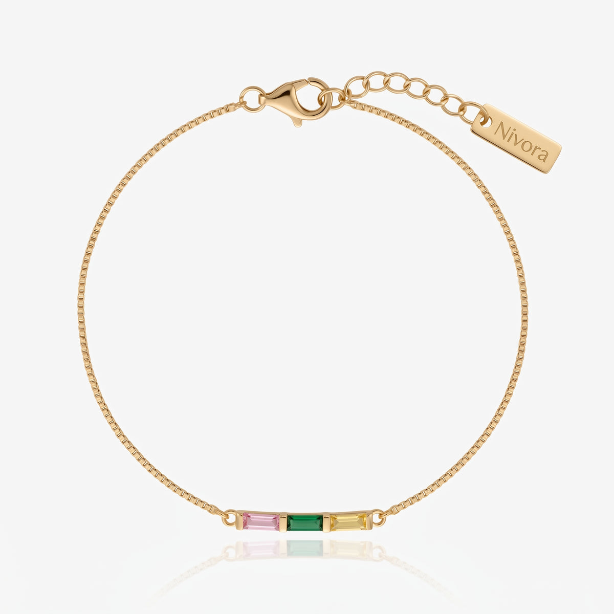 Dainty Baguette Birthstone Bracelet