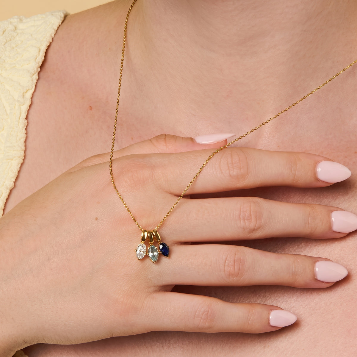 Radiant Birthstone Charm Necklace