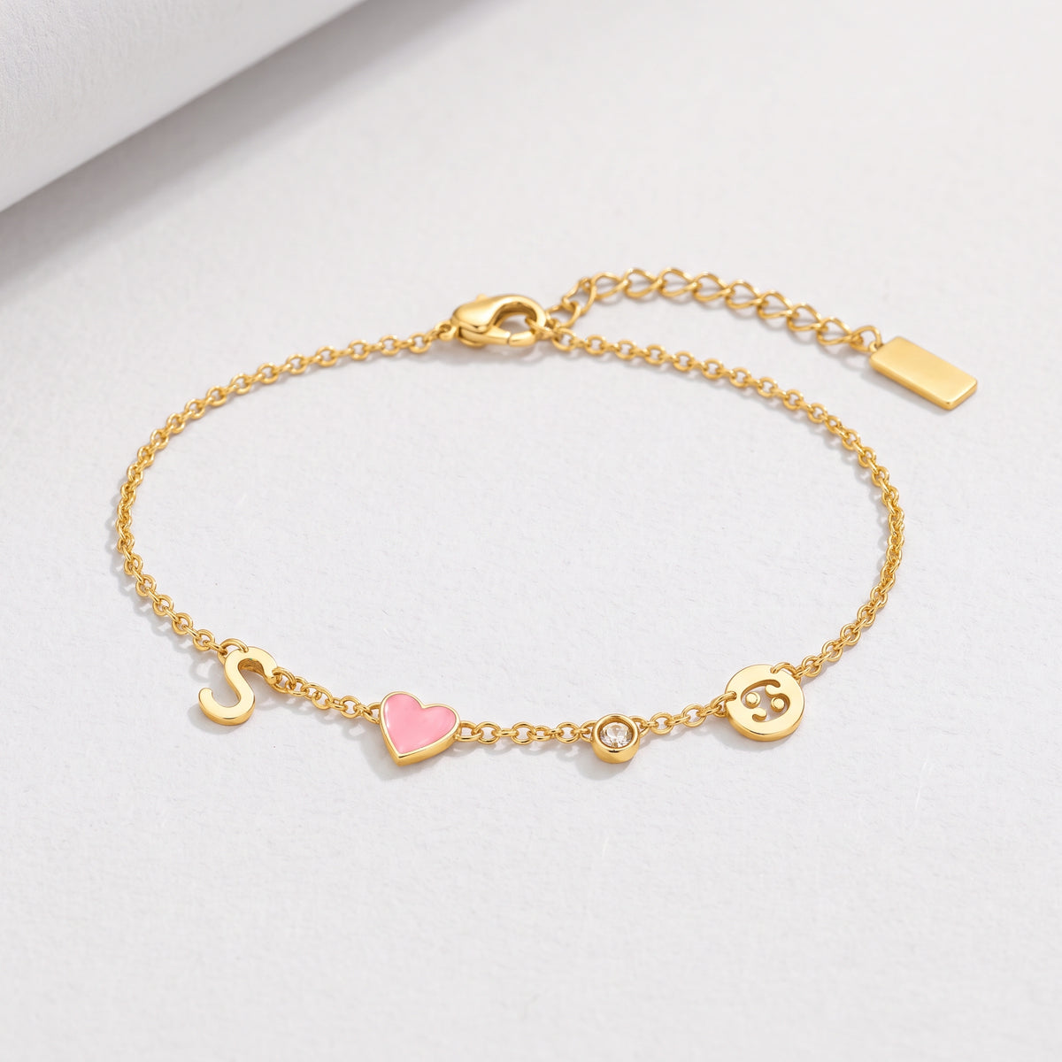 Custom Charms Bracelet with Birthstone & Initial