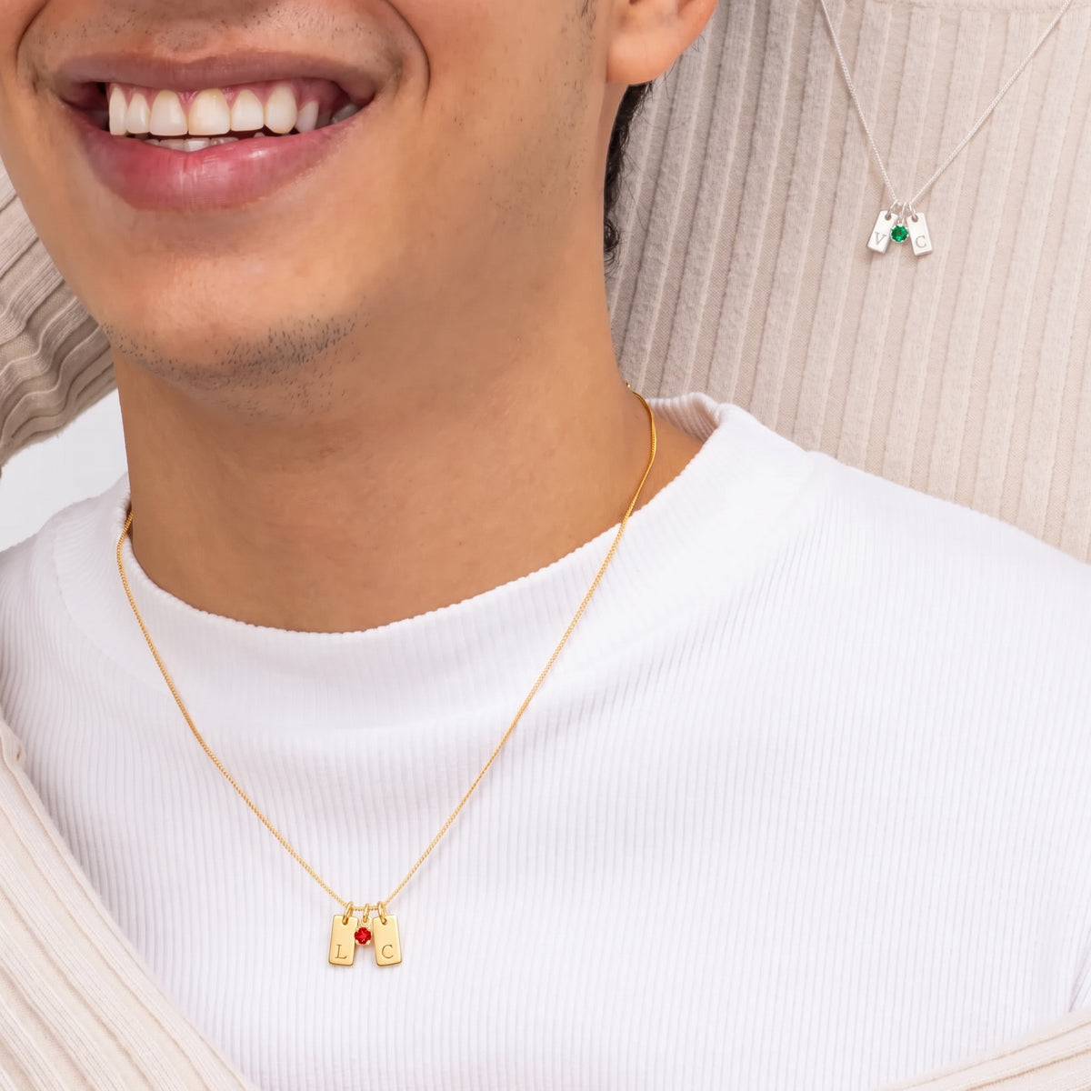 Initials & Anniversary Stone Necklace
