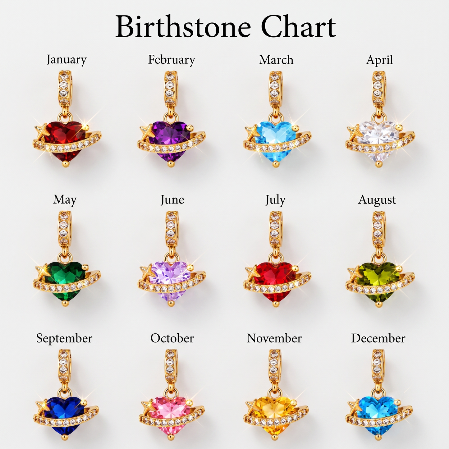 Heart Initial Necklace with Birthstone