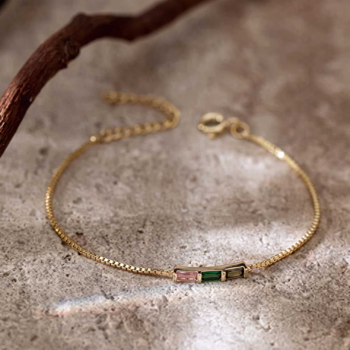 Dainty Baguette Birthstone Bracelet