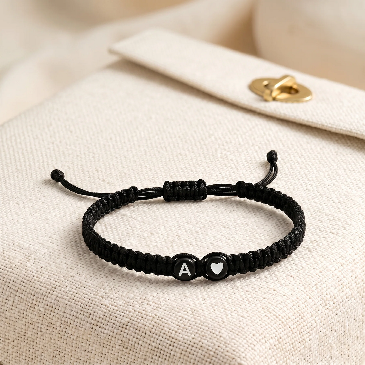 Adjustable Heart & Initial Bracelet
