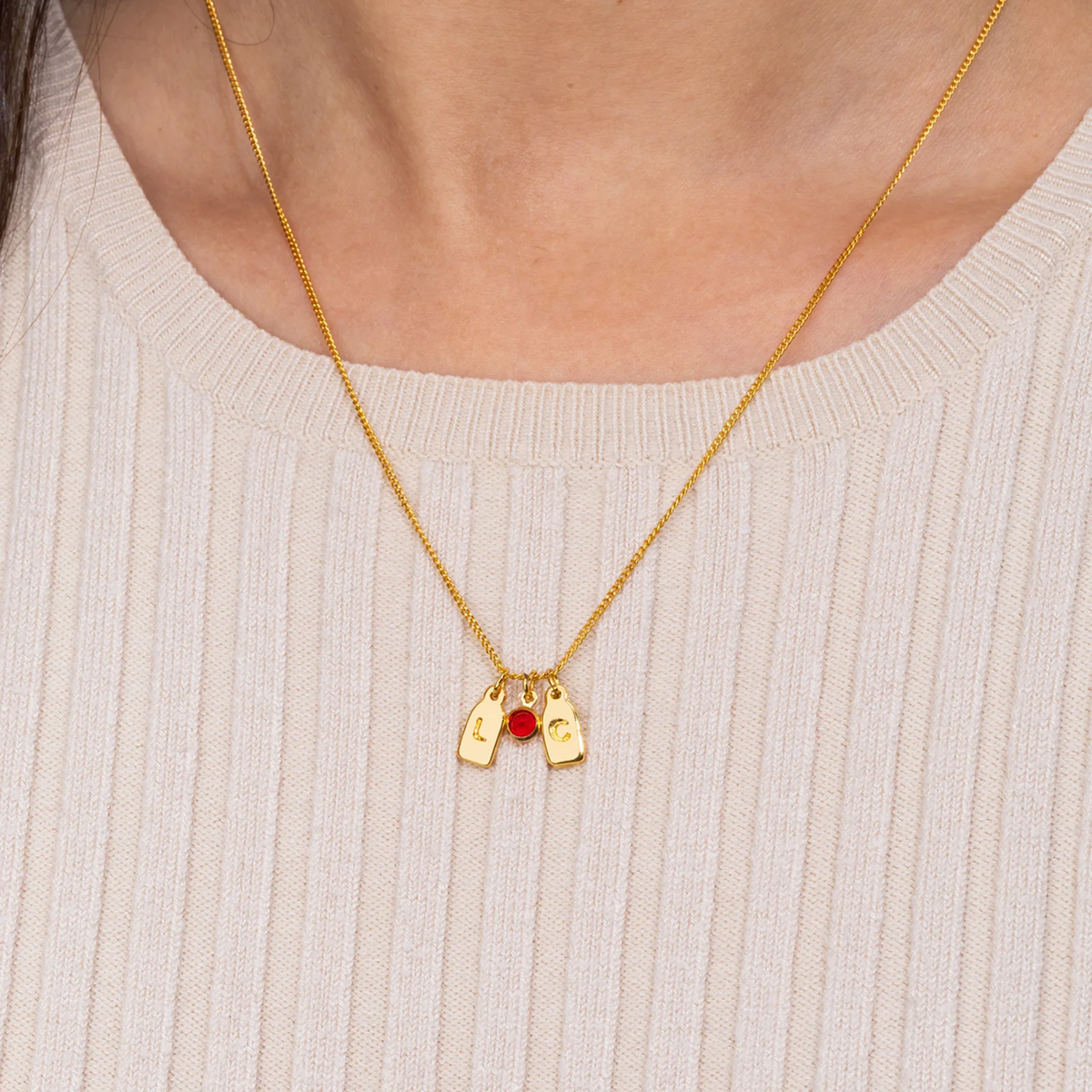 Initials & Anniversary Stone Necklace