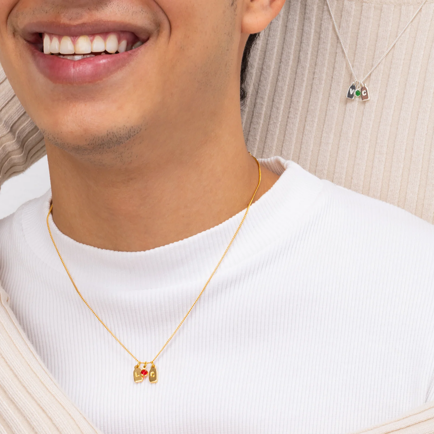 Initials & Anniversary Stone Necklace