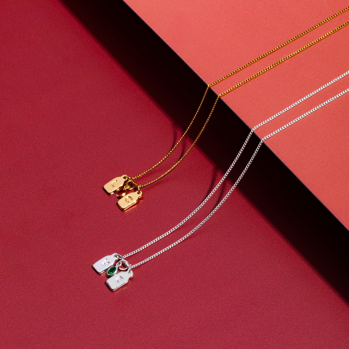 Initials & Anniversary Stone Necklace