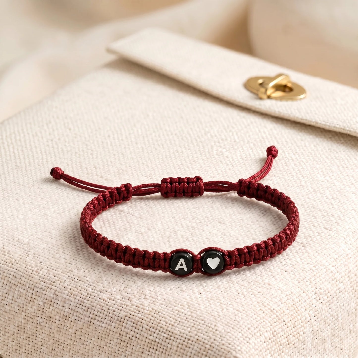 Adjustable Heart & Initial Bracelet