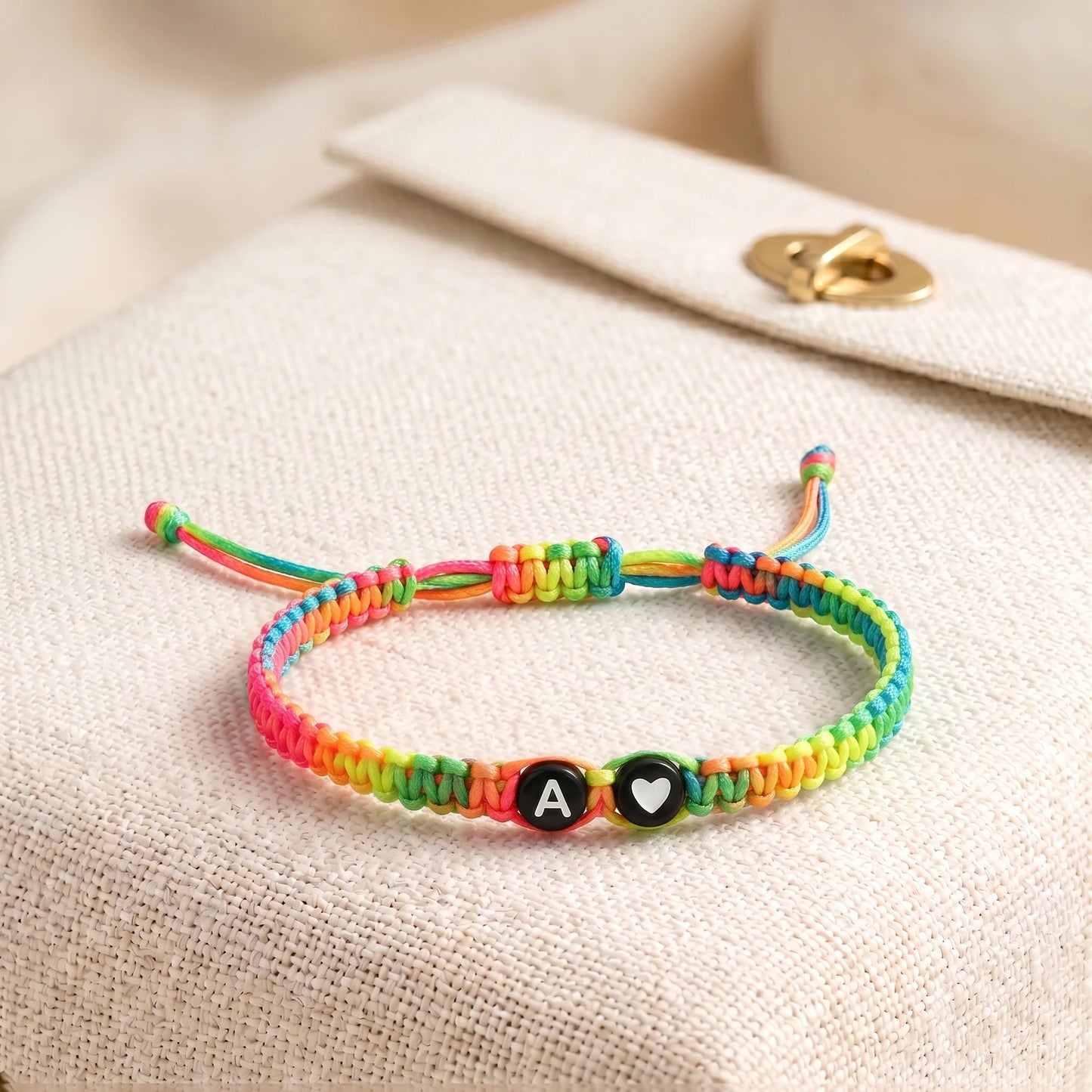 Adjustable Heart & Initial Bracelet